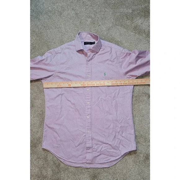 Polo Ralph Lauren Mens Medium Lavender Cotton Long Sleeve Button Down Shirt - Picture 7 of 8
